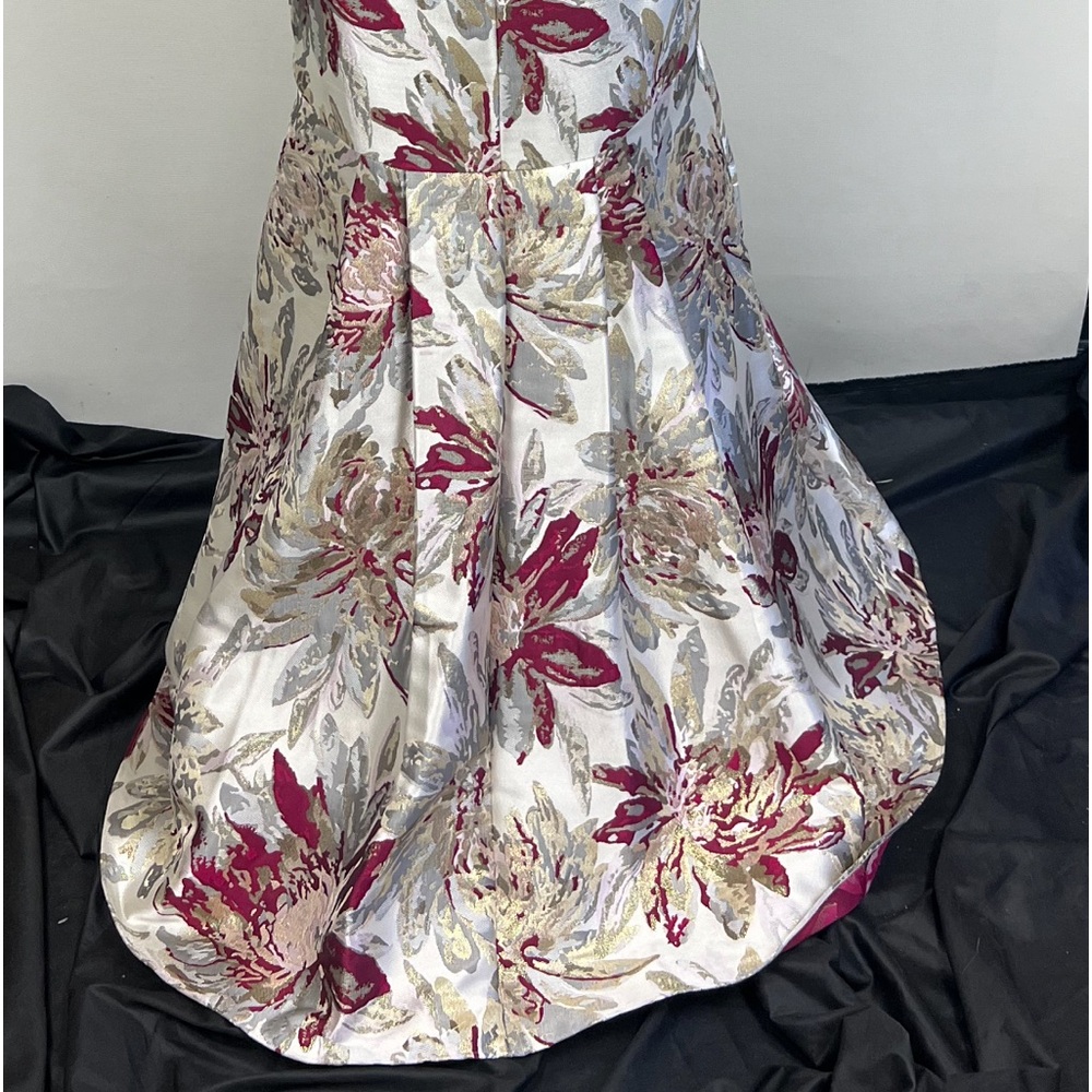 Aidan Mattox jacquard short sleeve mesh top long gown - Picture 14 of 17